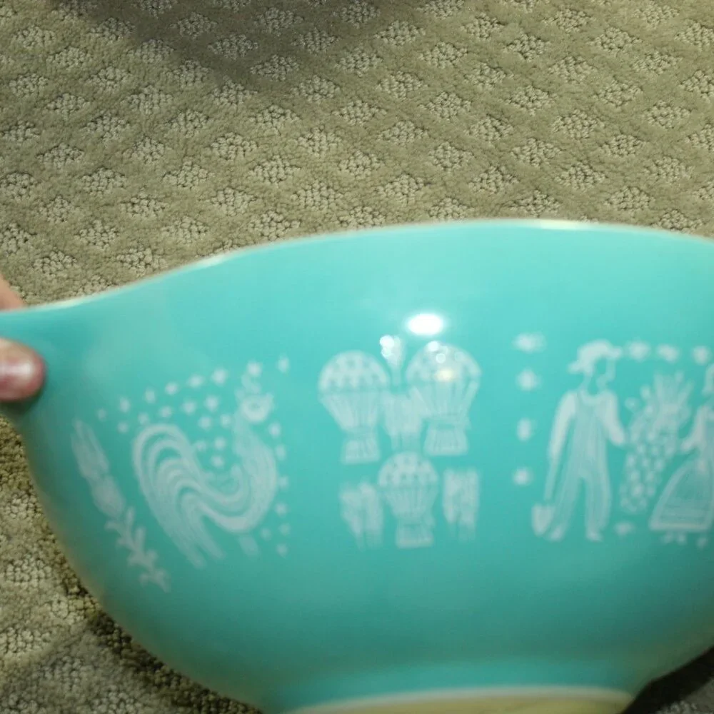 Vtg Pyrex Amish Butterprint Nesting Cinderella Mixing Bowls Set of 3 (442 - 444)